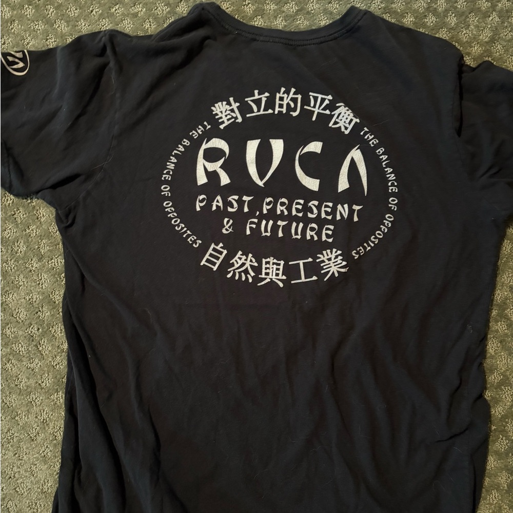RVCA Black Short Sleeve Graphic Tee with White Logo